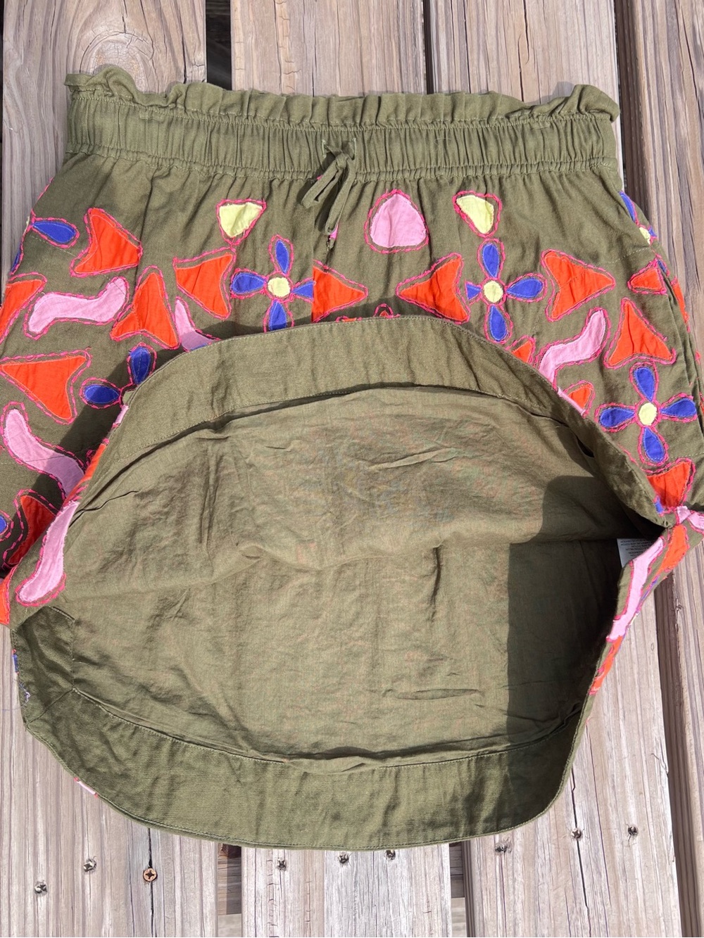 Mauve Anthropologie M Linen Embroidered Appliqué Skirt! EUC! - Picture 7 of 15